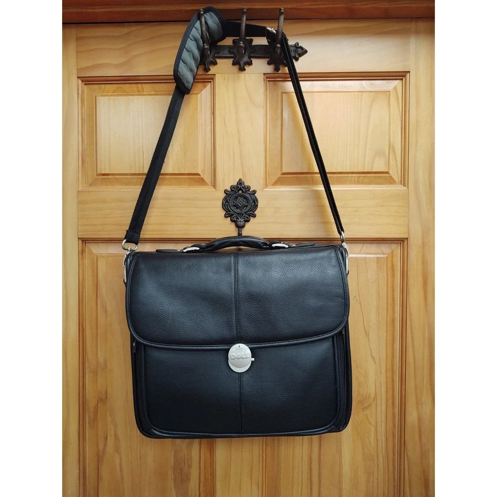 Dell Heavy Duty Leather Laptop Bag Case Professional Messenger Shoulder Strap